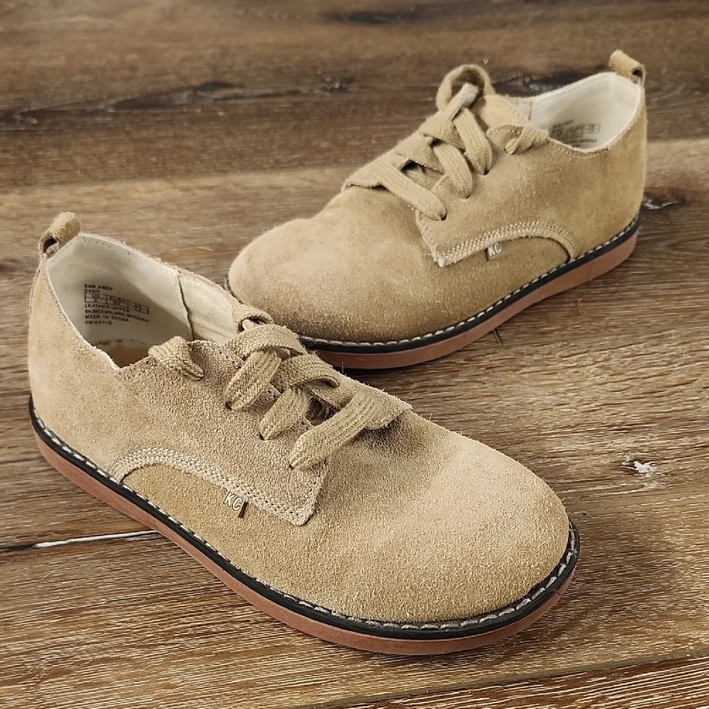Kenneth Cole New York Sam Andy Kids' Tan Suede Dress Shoes Size 2 Designer Lux